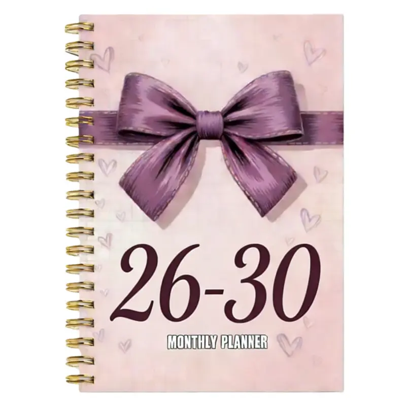 2026-2030 Monthly Planner/Calendar - January 2026 to December 2030, 5-Year Monthly Planning Schedule Book, Purple Bow Themed Cover Design Notebook, Yearly Calendar Planning, Monthly Tabs, 60-Month Calendar, 5.5 x 8.3 inches, Thick Paper, Flexible Cover, D