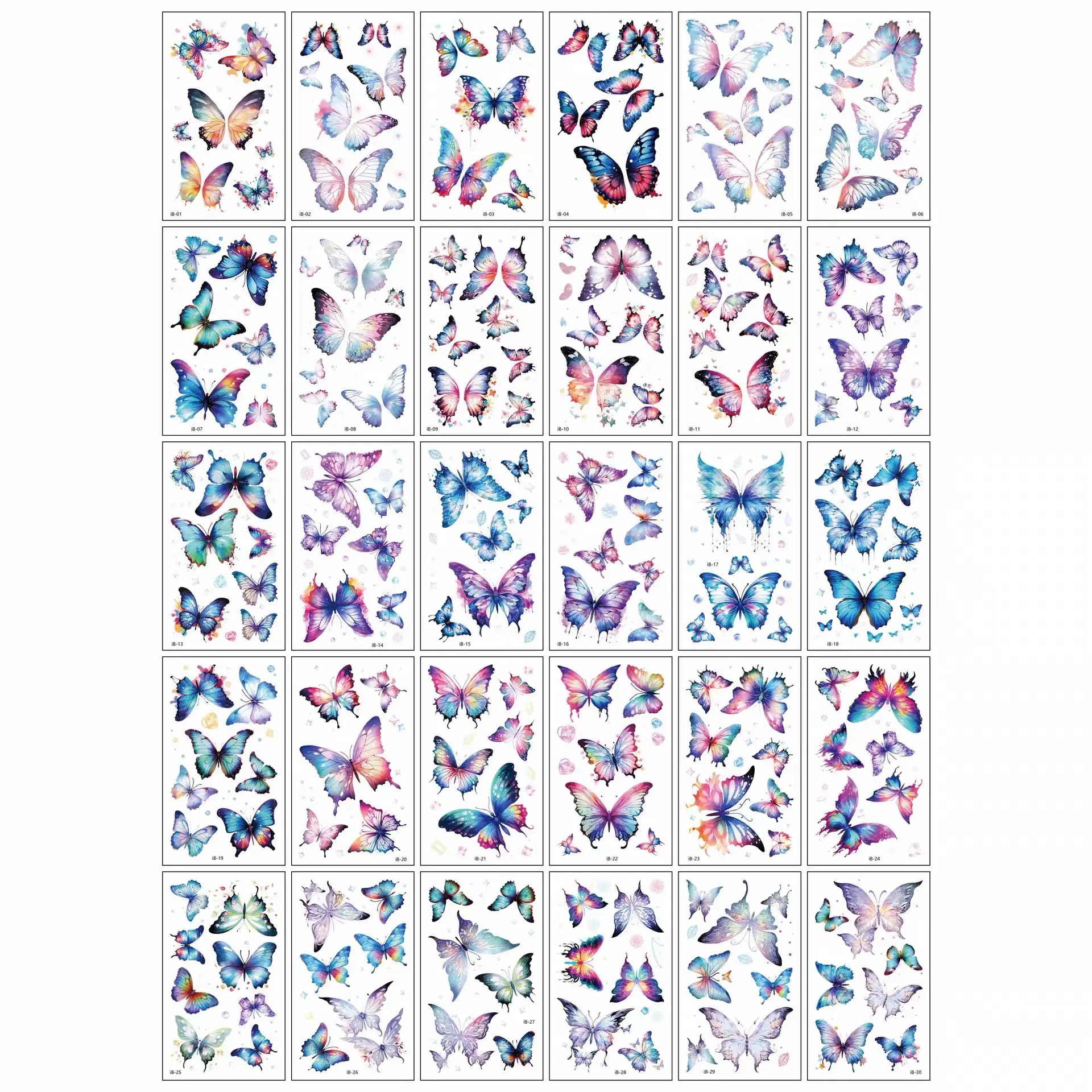 30Pcs Premium Colorful Butterfly Fake Tattoos for Women, Waterproof Long Lasting Realistic Small Stickers for Face, Arm & Collarbone, Perfect to Cover Scars