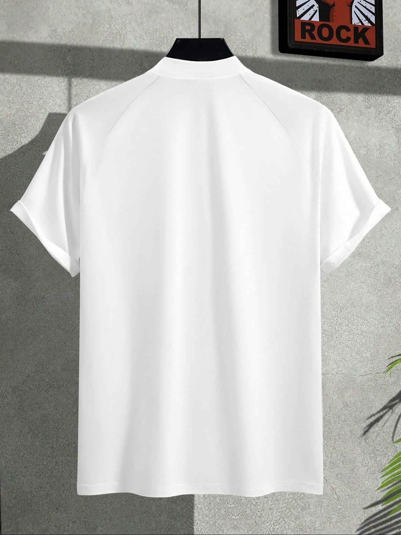 Men's Solid Color Shoulder Sleeve Crew Neck T-Shirt, Ultra Soft Stretch Quality Fabric, Dry Fit Sports Tee for Running & Gym Workouts, Dry Fit Shirts