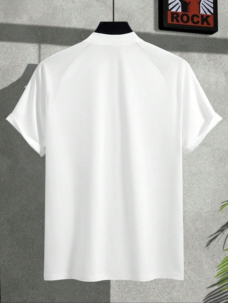 Men's Solid Color Shoulder Sleeve Crew Neck T-Shirt, Ultra Soft Stretch Quality Fabric, Dry Fit Sports Tee for Running & Gym Workouts, Dry Fit Shirts