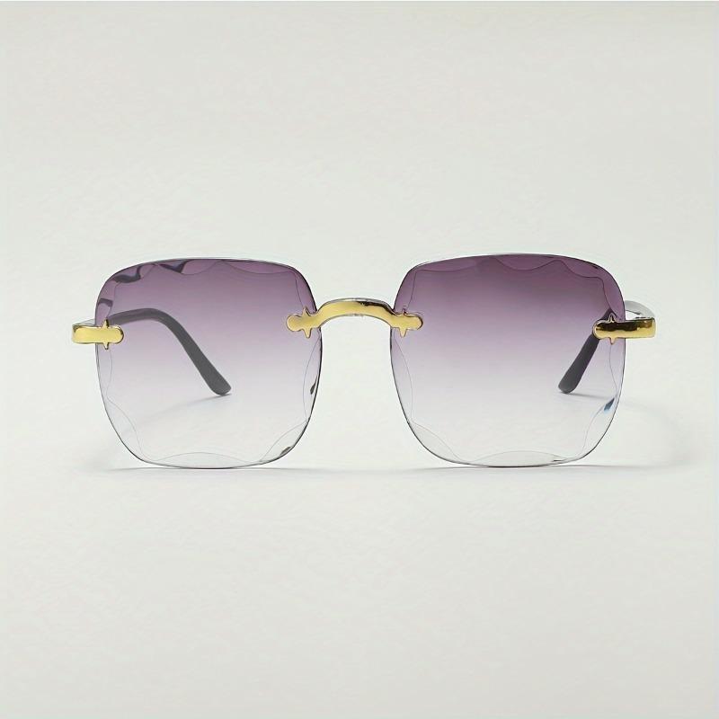 4-Pack Geometric Pattern Rimless Retro Sunglasses for Men & Women, Gradient Tinted UV400 Protection Shades, Lightweight Casual Eyewear for Summer, Hiking & Outdoor Daily Wear