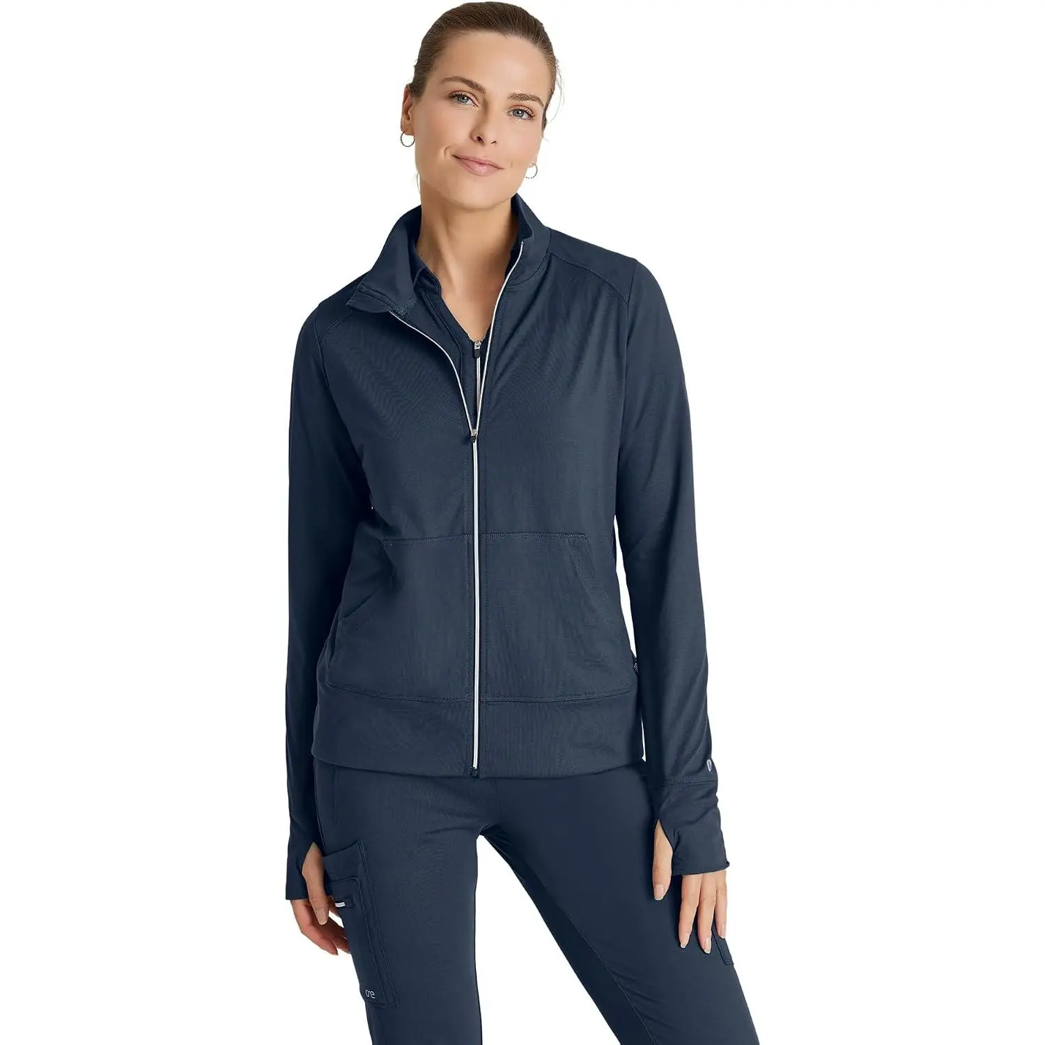 Performance Knit Arena Warm-Up Jacket For Women - Banded , Center Front Zipper Women's Scrub Jacket
