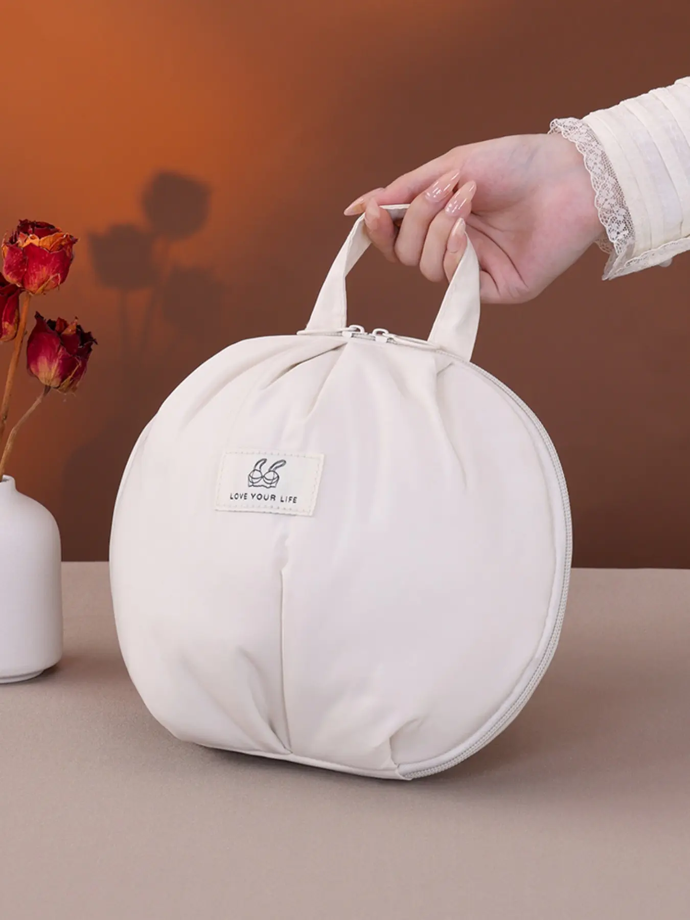 Round Shape Travel Underwear Storage Bag, 2 Sizes Multi Compartment Lingerie Organizer, Portable Waterproof Intimates Bag for Women