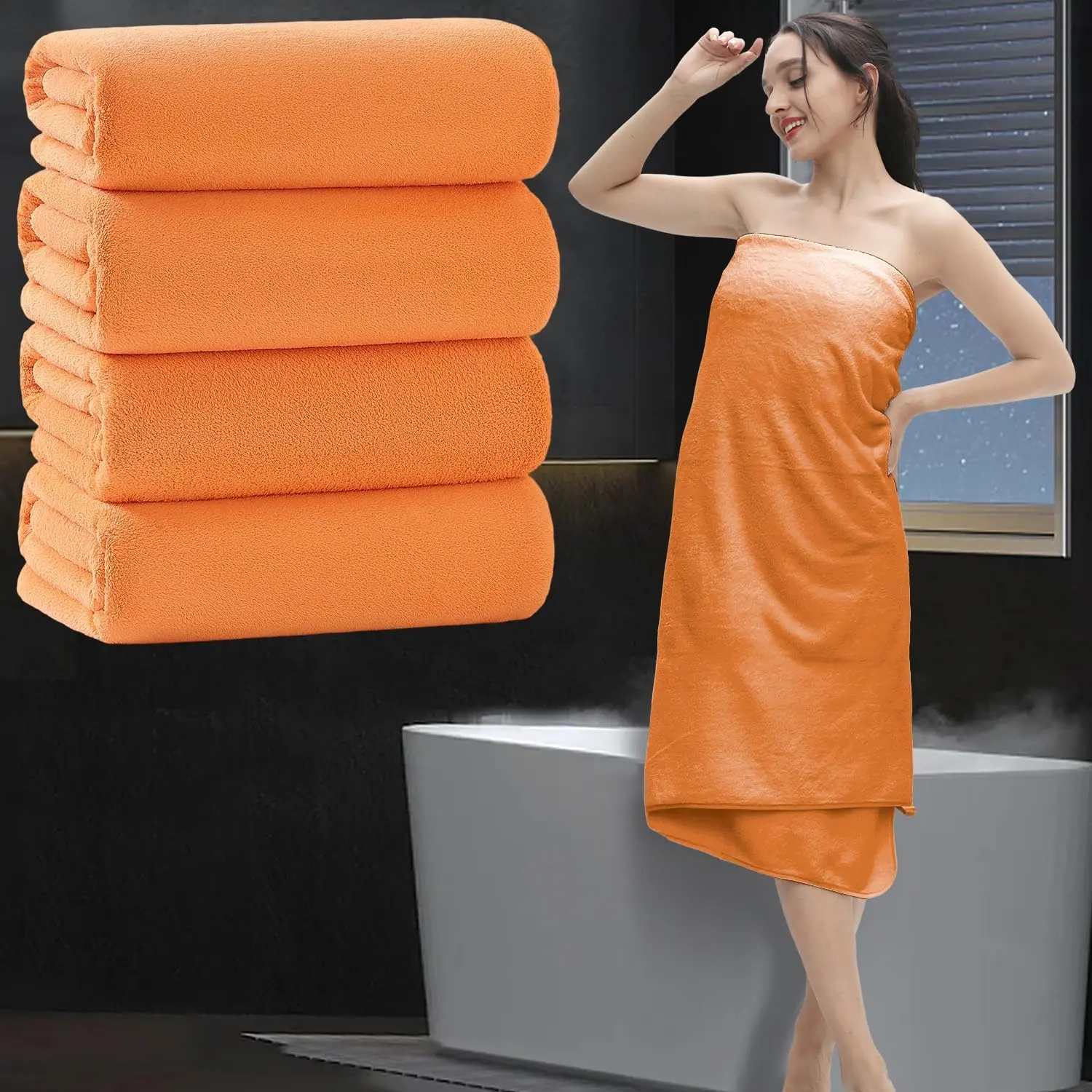 Large Bath Sheet 4 Piece (35"x70")-Ultra Soft Oversized Bath Sheet Set for Bathroom Absorbent Quick Dry Shower Towel Set for