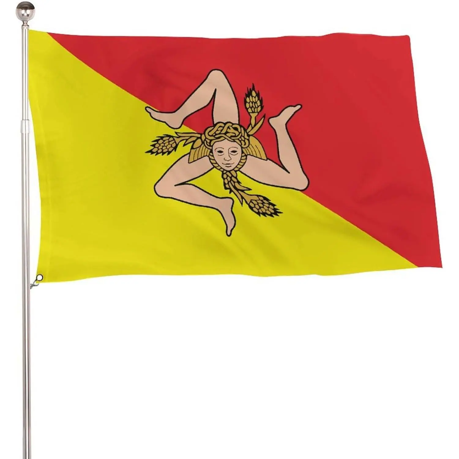 Sicily Flag Banners, 5x3 Ft 115D Polyester Lightweight Flag with 2 Metal Eyelets