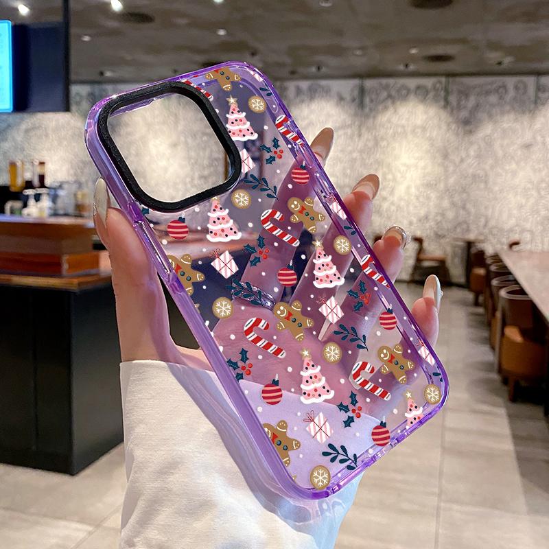 Phone Case for iPhone 17 Air  16 Plus 15 Pro Max 14 13 12 11 Christmas Whimsy Pattern Non-Yellowing Shockproof Soft Silicone Transparent Cover