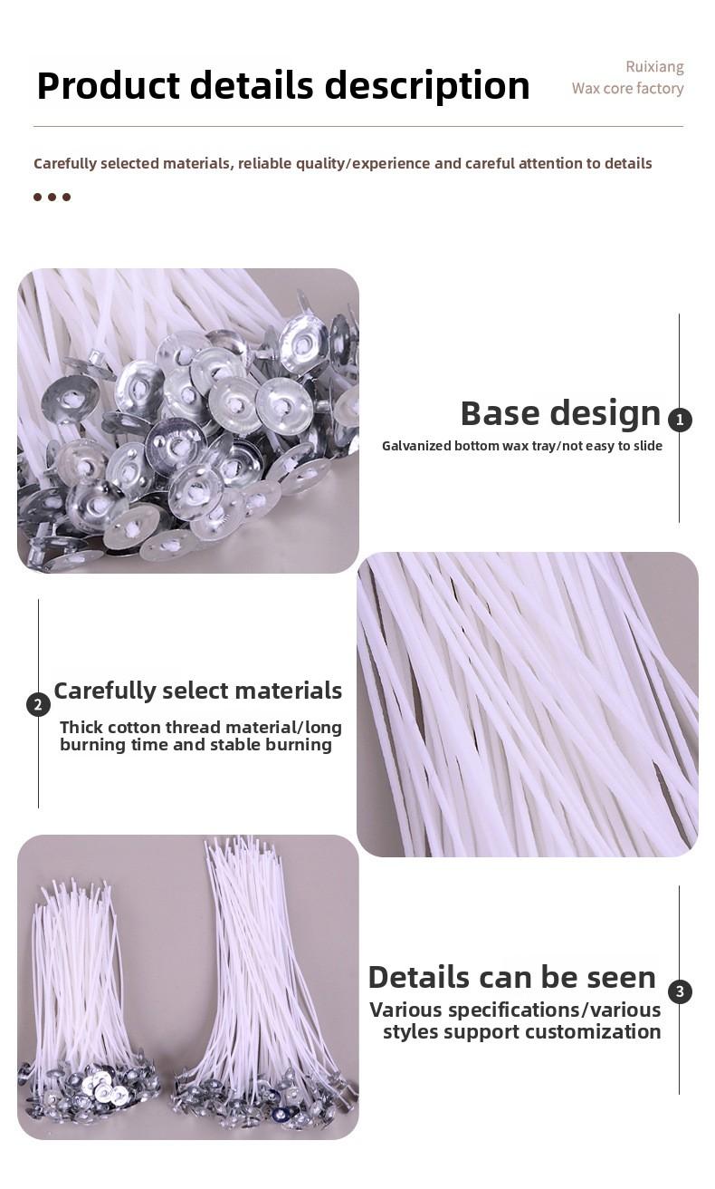DIY Aromatherapy Candle Cotton Wicks 2.6-20cm 50-Pack Aromatherapy Candle Wicks Tightly Woven
