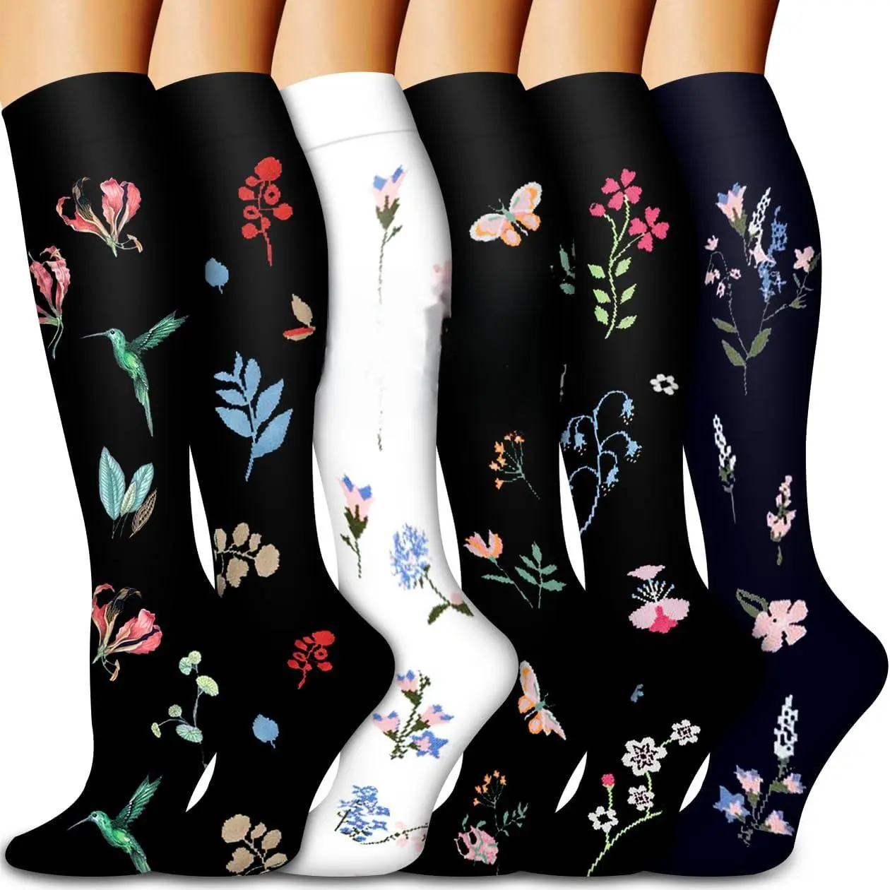 Compression Socks  Women & Men Circulation (6 Pairs) 15-20 mmHg is Best Support  Athletic Running,Nurse