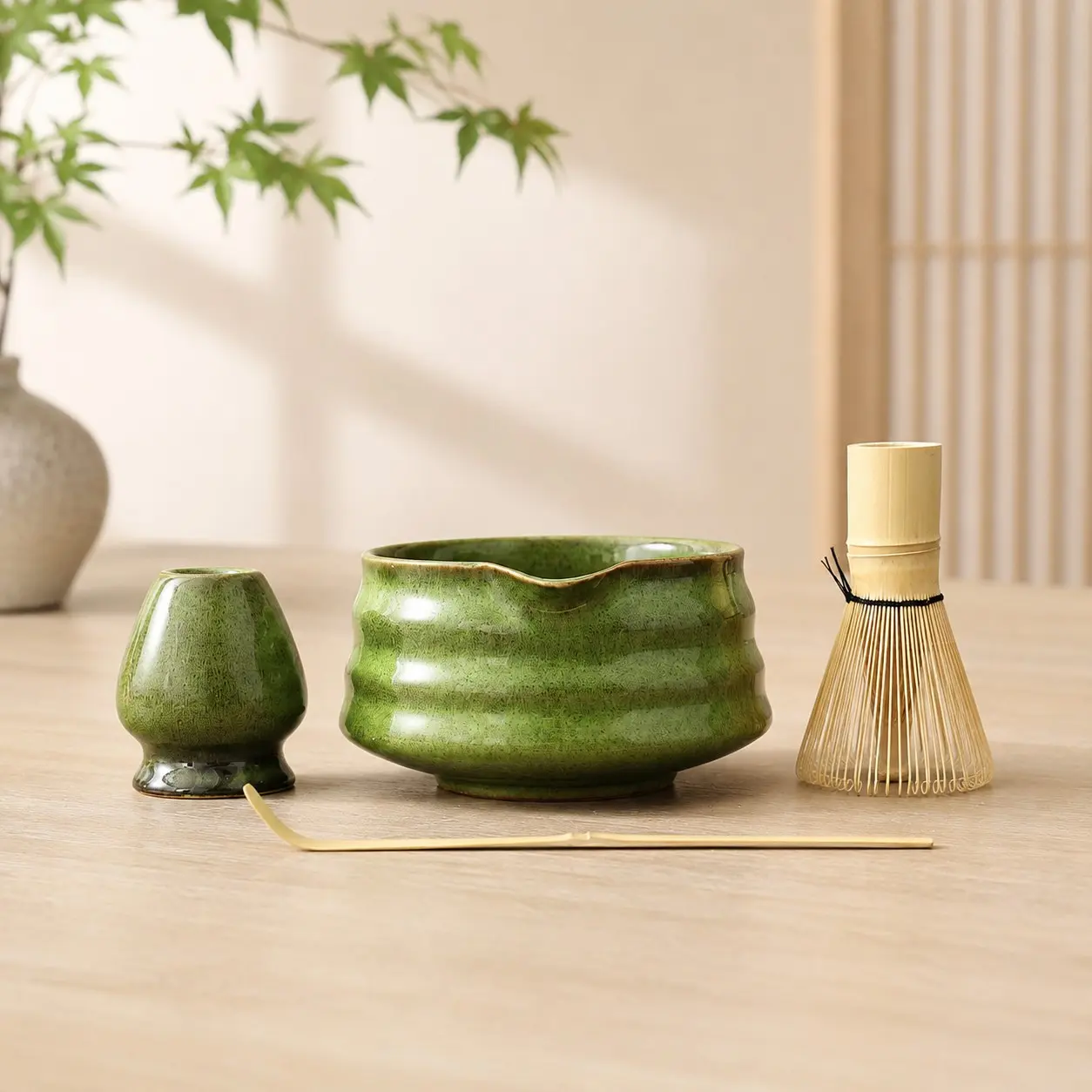 Matcha Bowl Chasen Set, Ceramic Matcha Bowl, Bamboo Chasen, Chasen Stand, Tea Spoon, Complete Matcha Making Tools, Handmade Ceramics, Creative Teaware, Home Drink Making Tool, Afternoon Tea Gift, High Aesthetic Kitchen Decor