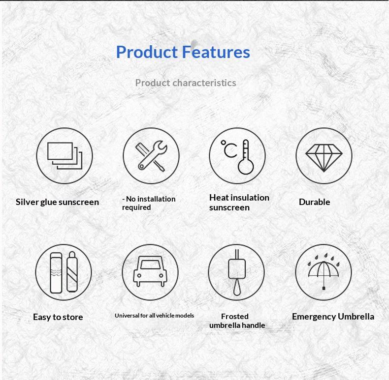 Car sunshade for summer, front windshield sunshade, in-car sun protection and heat insulation device