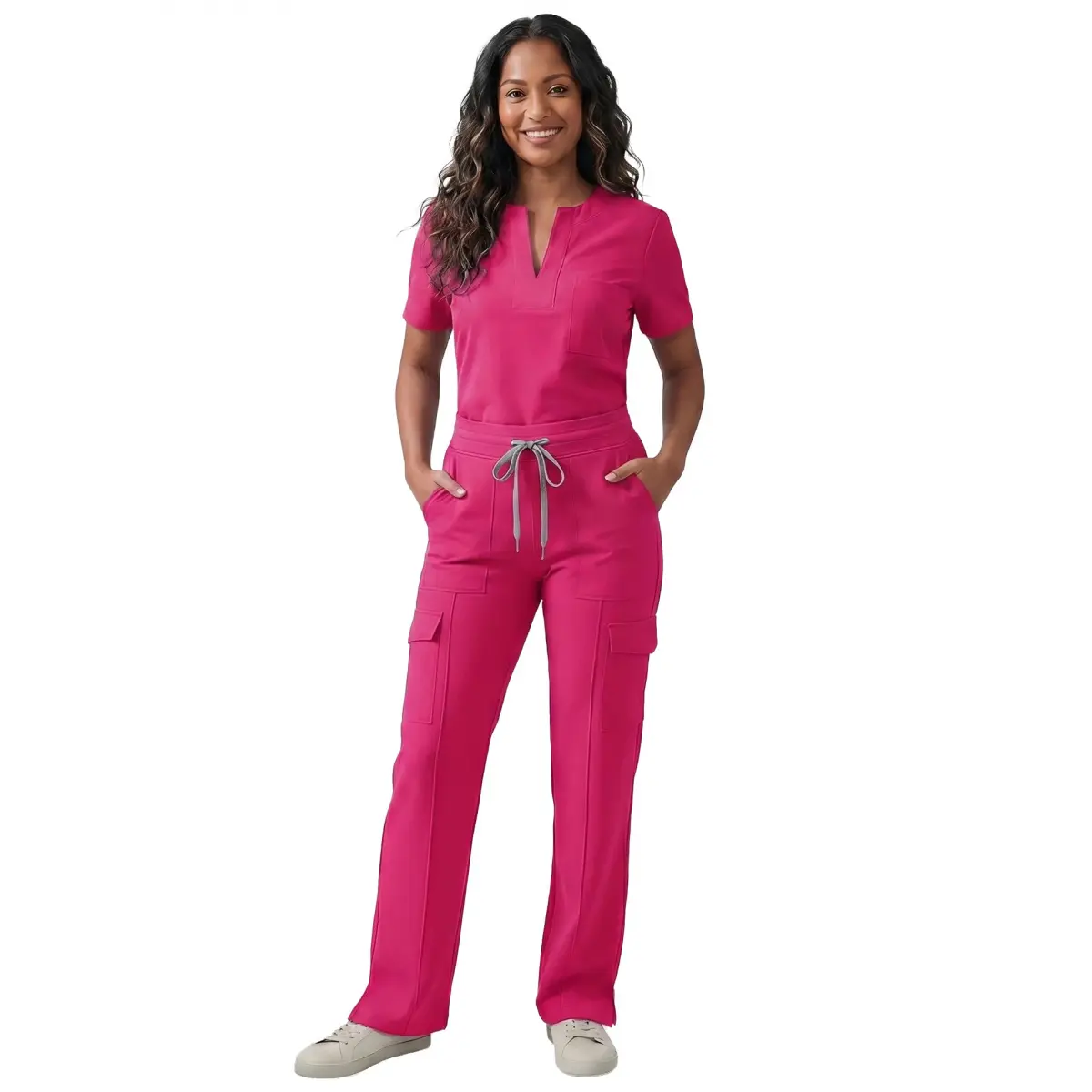 Stylish Comfort Nurse Scrub Set |   Short Sleeve V-Neck Medical Uniform with Multi Pockets, Wrinkle Resistant Healthcare Workwear for Nurses & Medical Professionals,Womenswear
