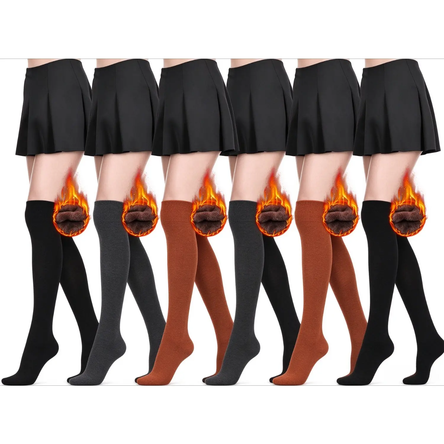Fleece Lined Thigh High Socks Warm Thick Elastic Over Knee Leg Warmers for Women Boot Stocking Winter