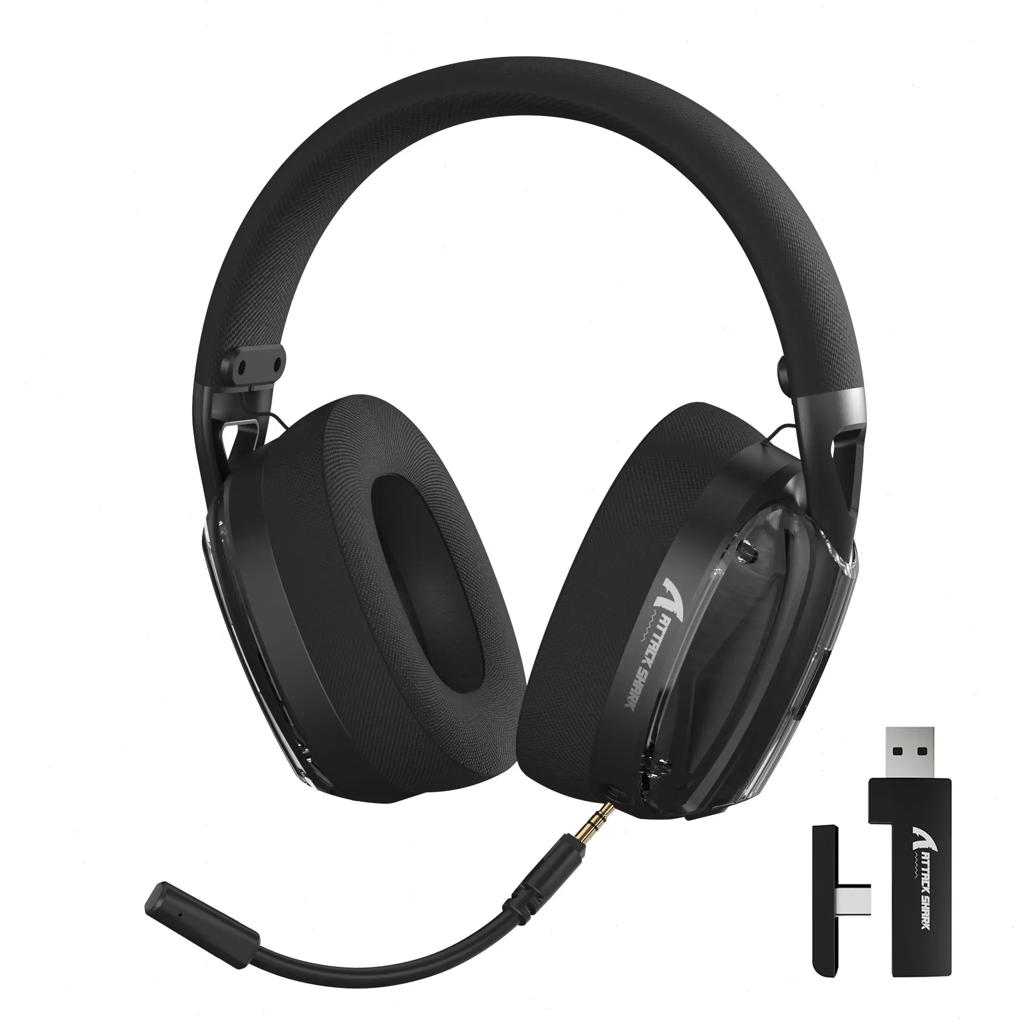 ATTACK SHARK L60 Wireless Over-Ear Gaming Headset,40mm Drivers, Detachable Noise Cancelling Mic, Memory Foam Ear Pads,3 Modes USB Computer Headset with 5.1 Surround Sound for PC/Mac/PS4/PS5