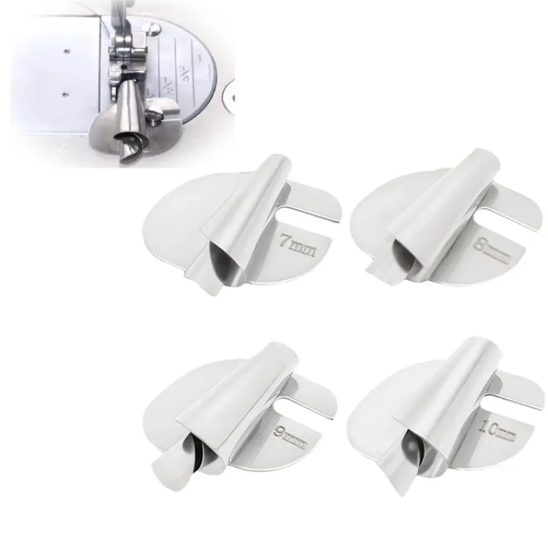 4-Piece Spiral Hemmer Set, New DIY Sewing Accessories, Even and Neat Hems, Efficiency, Suitable for All Fabrics, Ideal for Computer Flatbed and Home Sewing Machines