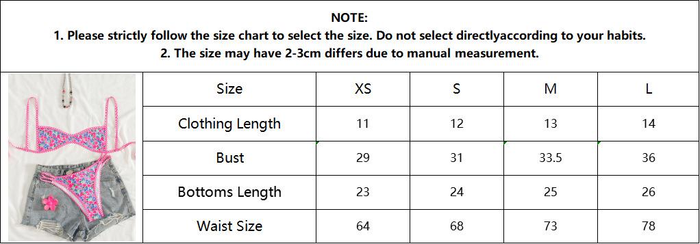 Bikini one-piece with a halter top and back tie - Pink and Blue Patterned Bikini Set for Women