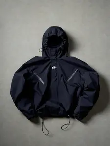 2026 New Arrival Men Minimalist Techwear Windbreaker Hoodie Jacket Solid Color Water Resistant Drawstring Hem & Hood Zip Side Pocket Lightweight Short Loose Outerwear Black Gray Army Green Brown Navy Dark Gray Multi Colors City Camping Daily Spring Fall O