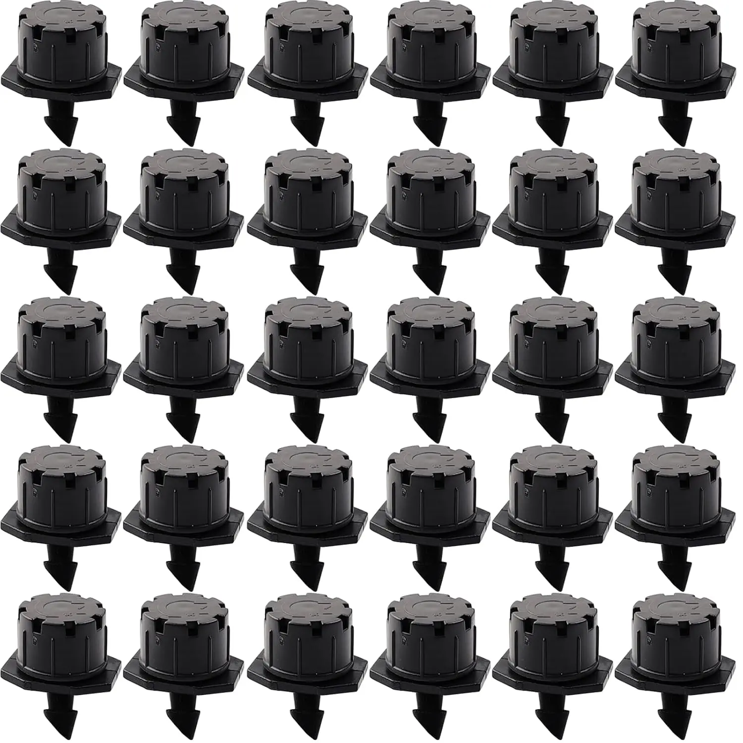 150 count Adjustable Drip Irrigation Emitters, 1/4Inch Adjustable  Drip Irrigation System Watering Sprinklers Anti-Clogging Emitter Dripper Black Garden Supplies
