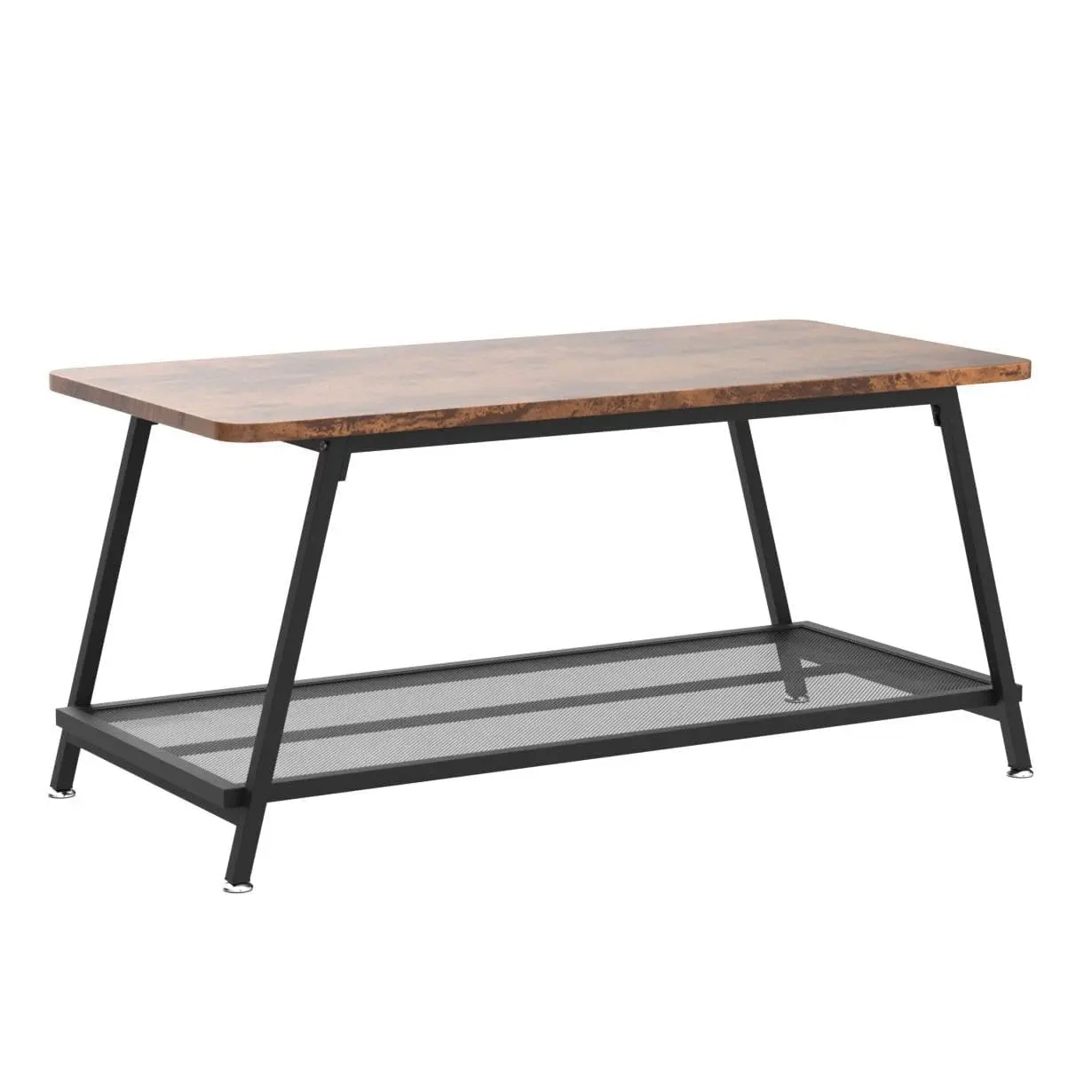 Christmas DealGARVEE Coffee Table Wood, Living Room Coffee Table, Coffee Table with Storage, Coffee Table, Modern Table with Steel Frame and Shelf, Living Room Coffee Table, 100 x 50 x 46 cm