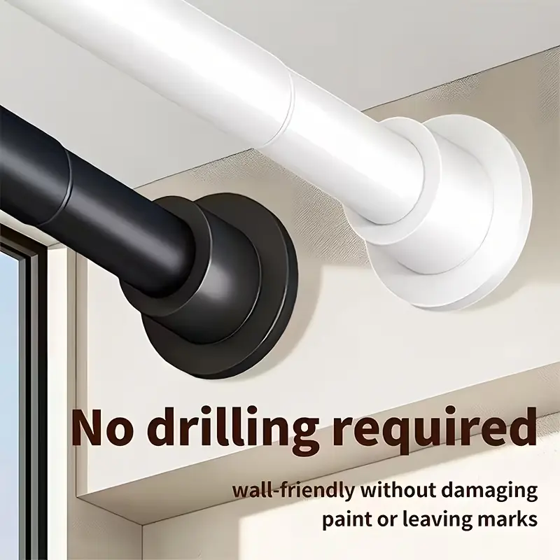No-drill Telescopic Rod, Heavy-duty Shower Curtain Rod, Thickened and Reinforced Tension Rod, Ultra-strong Load-bearing Spring Rod, Heavy-duty Drying Rack, Wardrobe Tension Rod. Suitable for Cabinets, Bathrooms, Balconies, Laundry Rooms