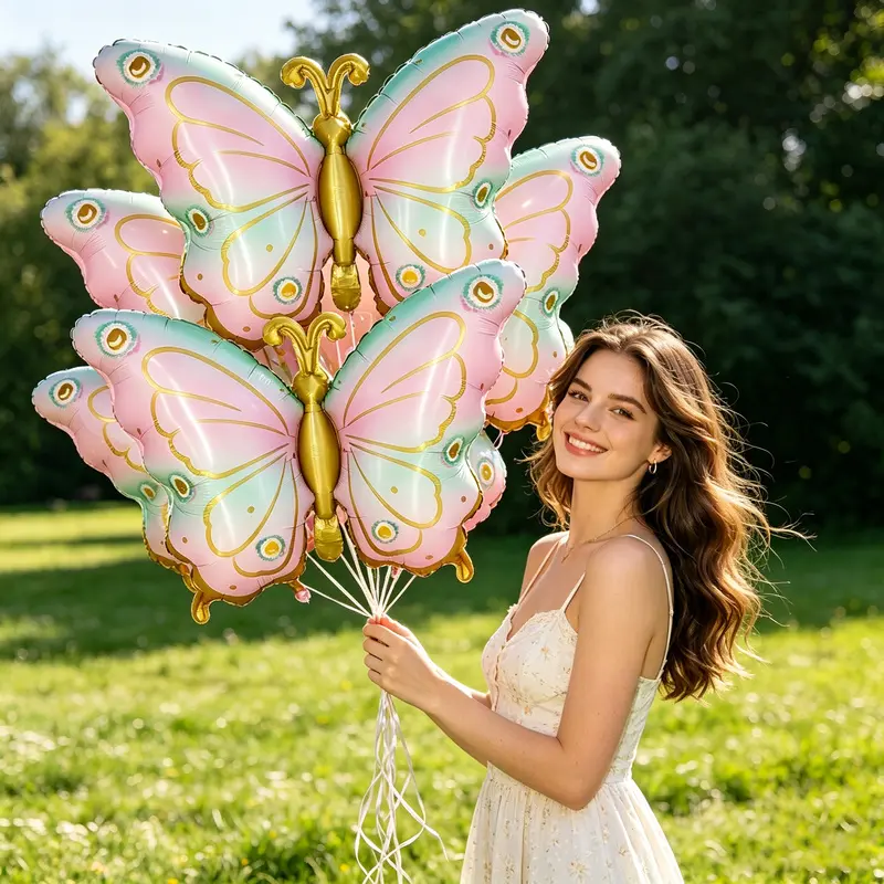 4pcs cartoon butterfly balloons, elegant butterfly foil balloons suitable for birthday parties, bachelorette parties, wedding parties, bridal shower decorations