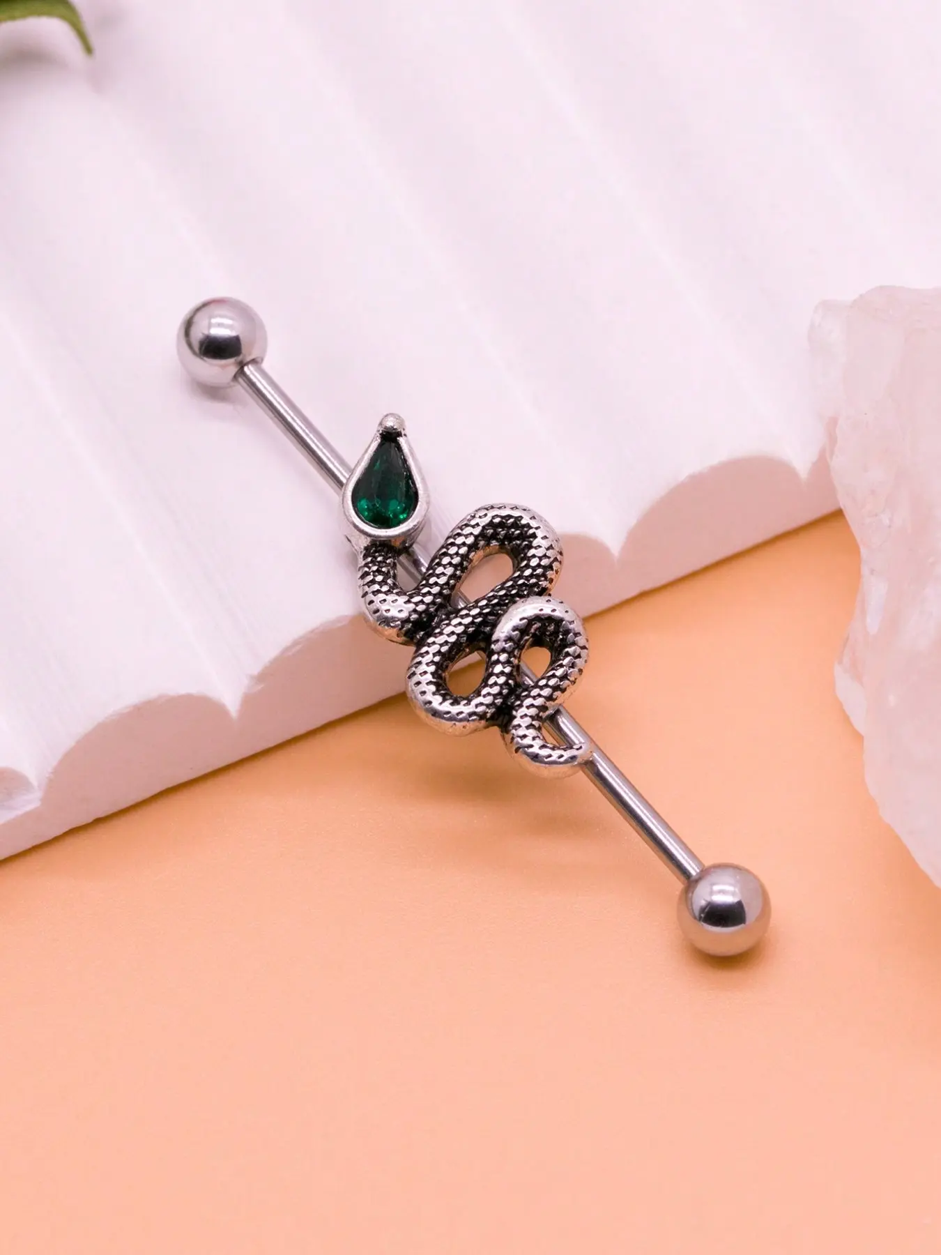 14g Medical Steel Industrial Barbell Conch Ear Cuff, 316L Snake Shape, Unisex Body Piercing Jewelry, Single Piece Set
