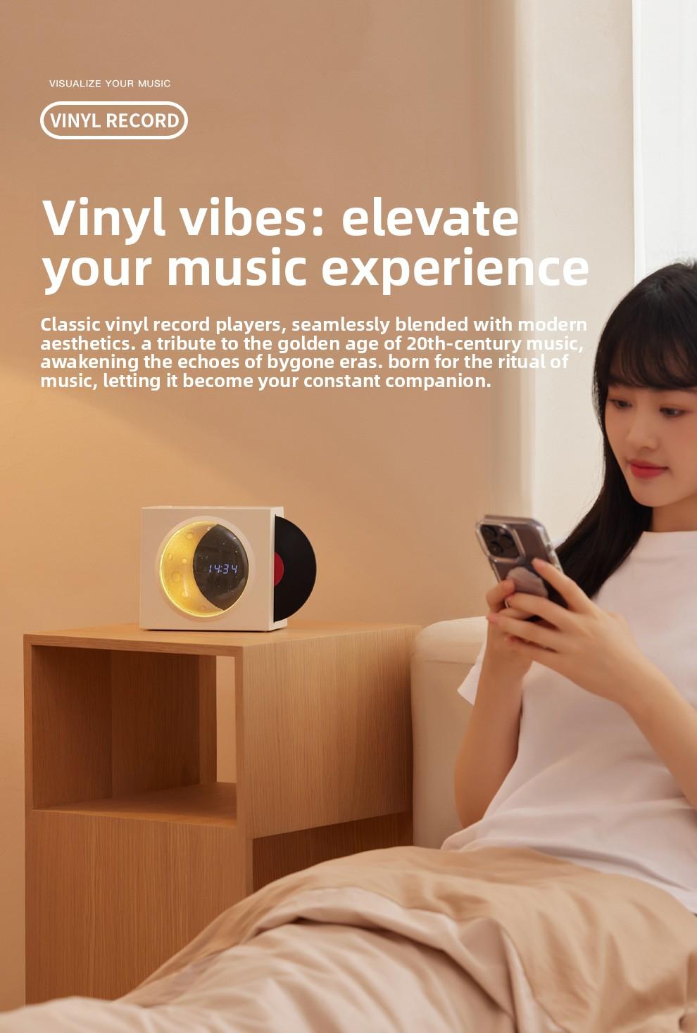 Retro vinyl record player Bluetooth speaker, starry sky light music Bluetooth speaker, creative home desktop speaker