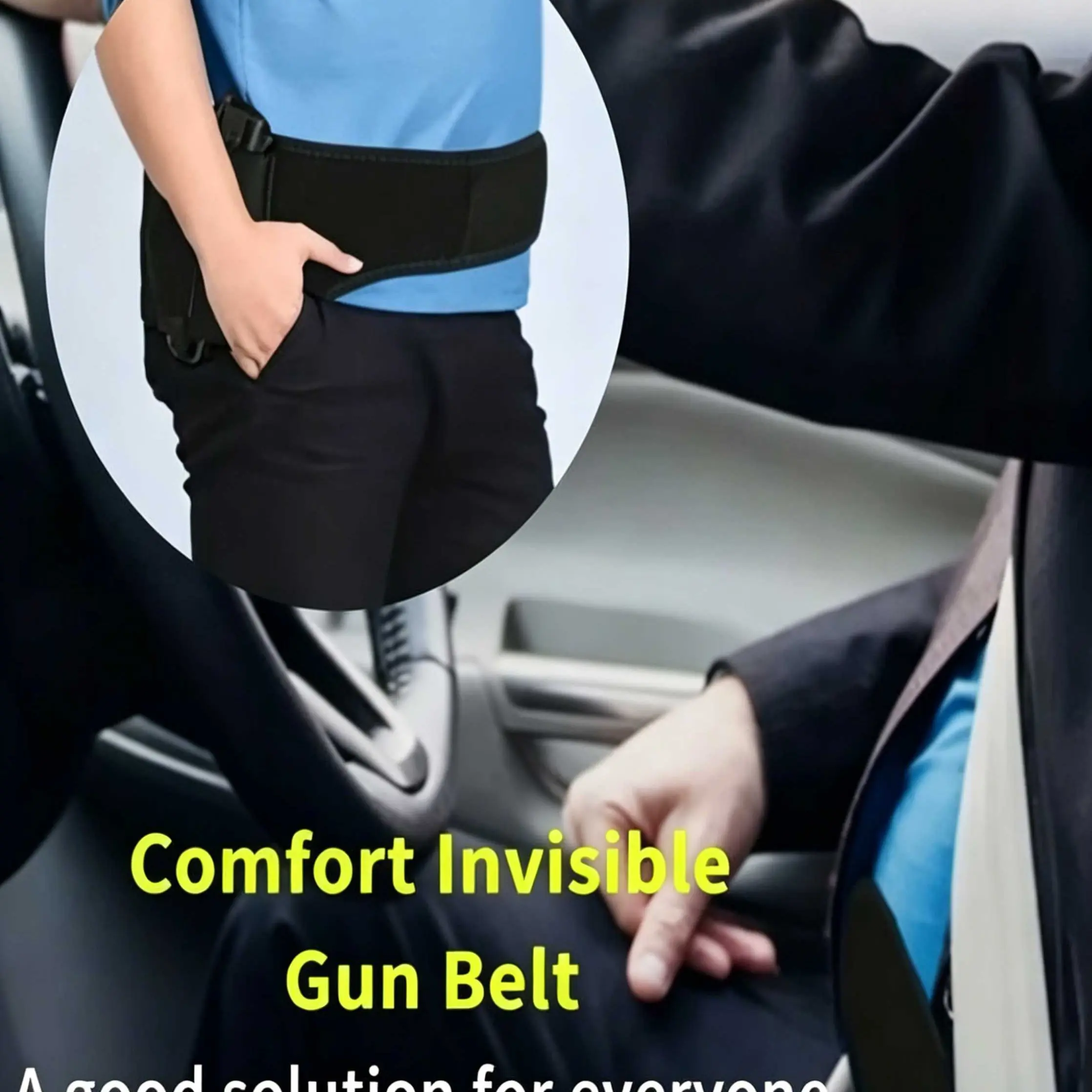 Hidden Carry Holster Belt, Concealed Flexible Elastic Design, Universal Fits Various Pistol Sizes, Ideal for Edc Travel & Daily Use, Unisex