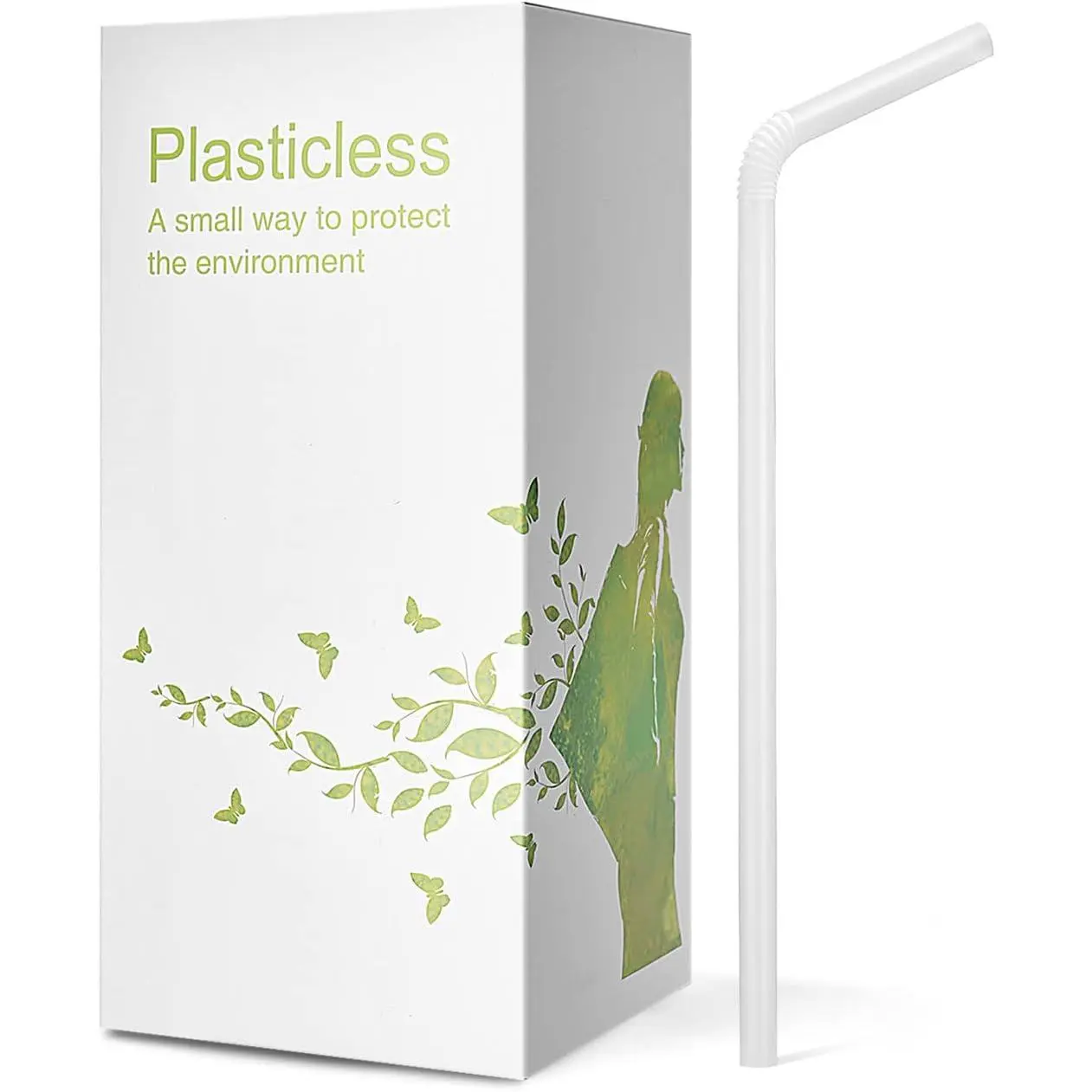 200 Count 8.25"  Bendable Compostable PLA Straws -  Plasticless  Flexible Drinking Straws
