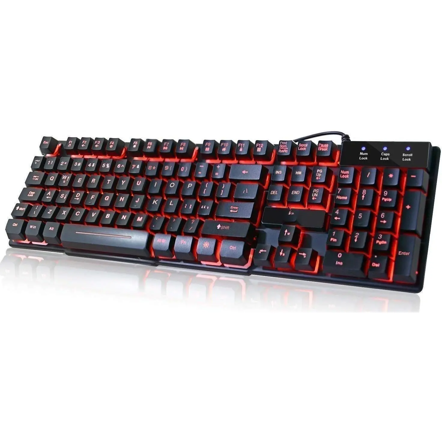 RK100 3 Colors LED Backlit Gaming Keyboard | USB Wired Mechanical Feeling Multimedia Office Keyboard for Working or Primer Gaming,Office Device