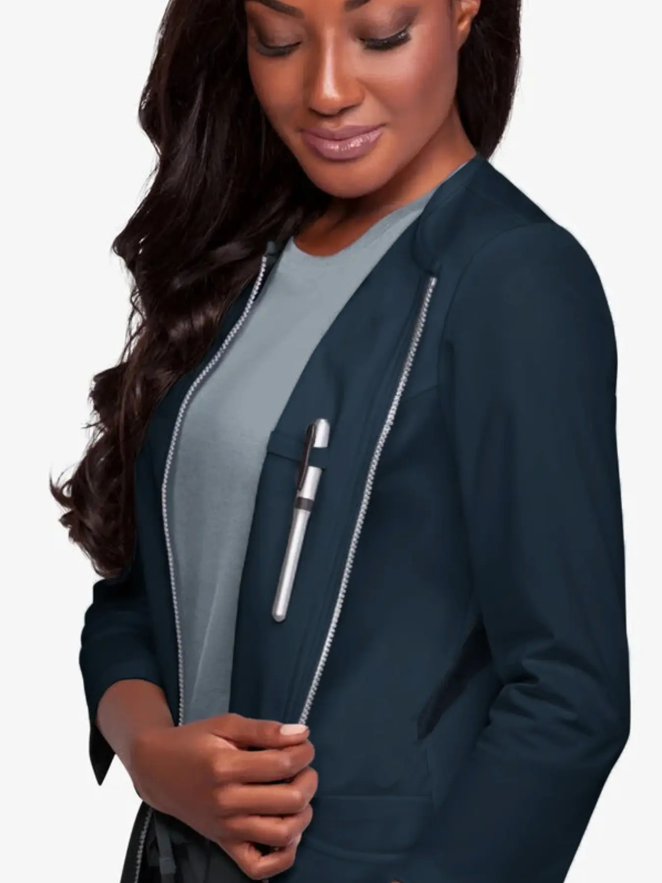 Long Sleeve Zipper Beauty Technician Uniform, Mid-Length, Manicure Eyelash, Pet Shop Workwear, Multi-Pocket Stain-Resistant, Loose, Clothes
