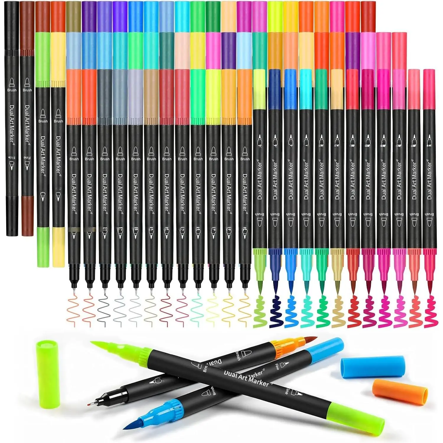 72 Markers For Adult Coloring Books,  Brush Marker Pens, Fine Tip Color Markers For Drawing Art Supplies Kit And School Supplies