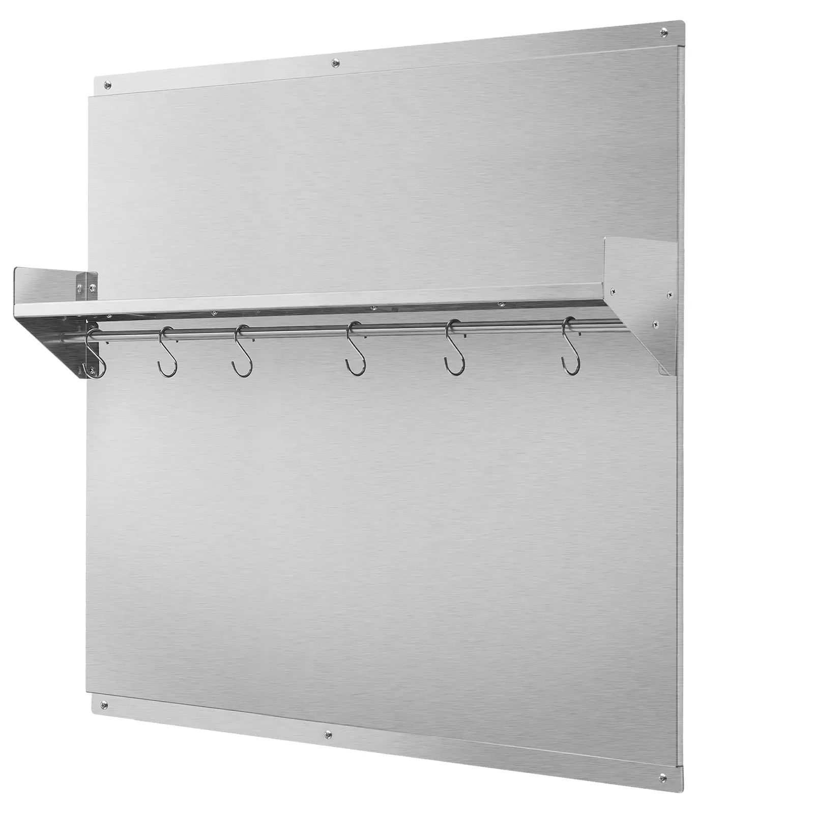 36" x 30" Stainless Steel Backsplash for Stove, Ultra Flat Splatter Guard with Storage Shelf & Hanging Rack, Wall Shield Range Hood Panel, Easy Clean, Pre-Drilled Holes for Easy Installation