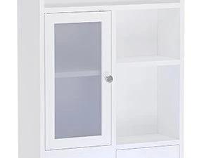 Sikaic LED Tall Nightstand with Glass Door Storage White Modern Accent Tables Modern Furniture Bedside Cabinet