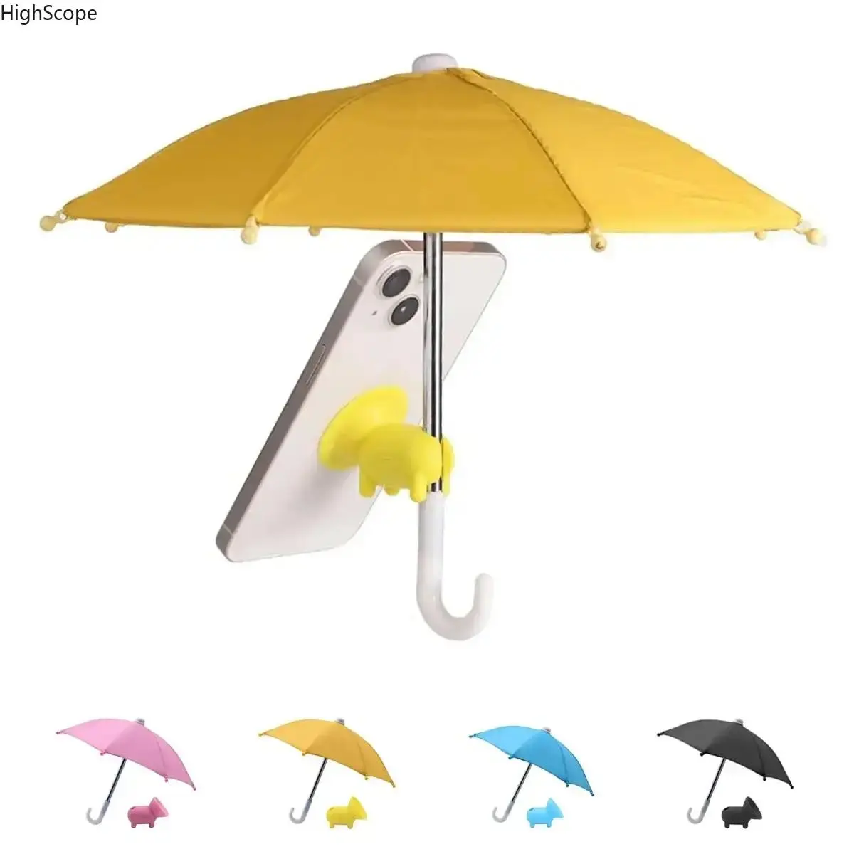 Cute Pig Phone Umbrella Sun Shade, Polyester Fabric Mobile Accessory with Suction Cup, Portable Phone Holder for Outdoor UV Protection, Electronic Mobile Accessory, Mini Umbrella, Lightweight, Silicone Grip, Birthday, Mini Size, Easy Attach, Reward, Water