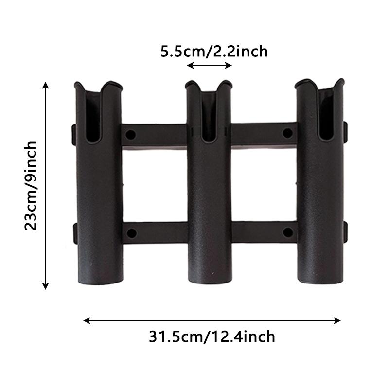 Fishing Rod Holder Bracket, Tube 3 Rod Rack, Fishing Rod for Boat Kayak Garage Storage or Truck with Screws Side-Mount (Black)