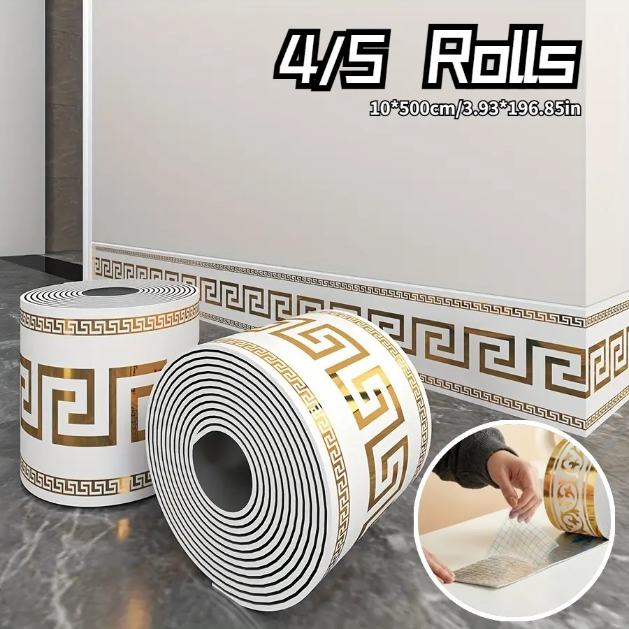 4/5 Roll Large Roll Thickened, European Style Marble Tile Wallpaper, Self-Adhesive PVC Faux Brick, Peel and Stick, DIY Removable No Residue, Waterproof, Accent Wall Peel And Stick, for Bedroom Corner Decoration, Walls, Doors, Kitchen, Bathroom