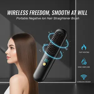 New Negative Ion Rechargeable Wireless Hair Straightener Comb, Portable Hair Styling Tool, Damage-free for Hair