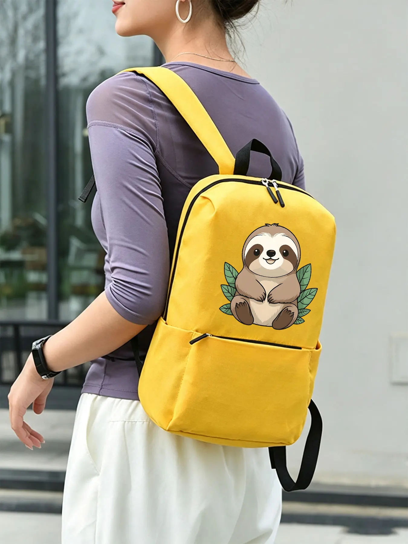 Sloth Printed Casual Backpack, Ergonomic Decompression Shoulder Straps, Multi-layer Storage Computer Backpack, Lightweight Travel Daily Bag, Suitable for Men and Women, Halloween gifts