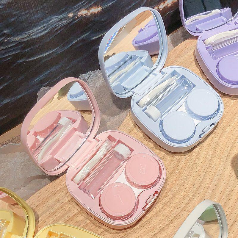 Portable Contact Lens Care Case with Mirror for Female Students Clamshell Plastic Storage Companion Box Autumn 2026 Launch