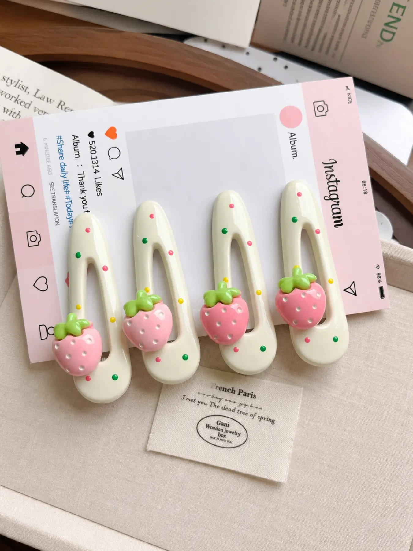 4-Piece Strawberry Bb Hair Clips Set, Creamy Fruit Bangs Clip, Y2K Cute Hair Accessories, Sweet Girl Side Clip, Japanese Style Gift