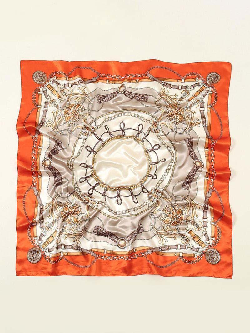 Women's Elegant Chain Print Square Scarf, Fashionable Soft Comfortable Scarf for Daily Wear, Casual Versatile Scarf for Women & Girls