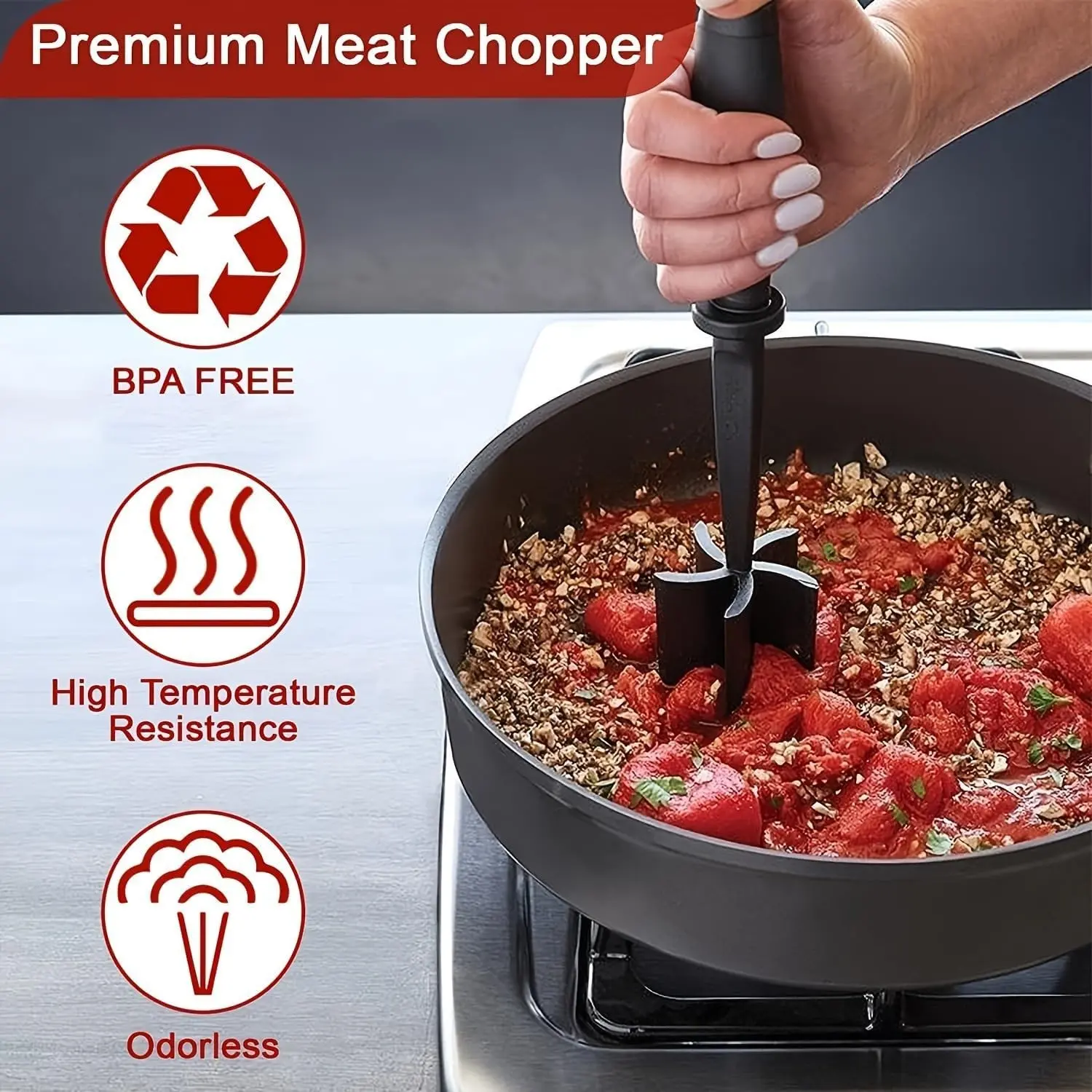 3-Piece Meat Chopper Set, Beef Burger Press, Plastic Scraper, Egg Mixer, Kitchen Food Separator, Silicone Dicer, Potato Bean Cutter, Kitchen Gadgets