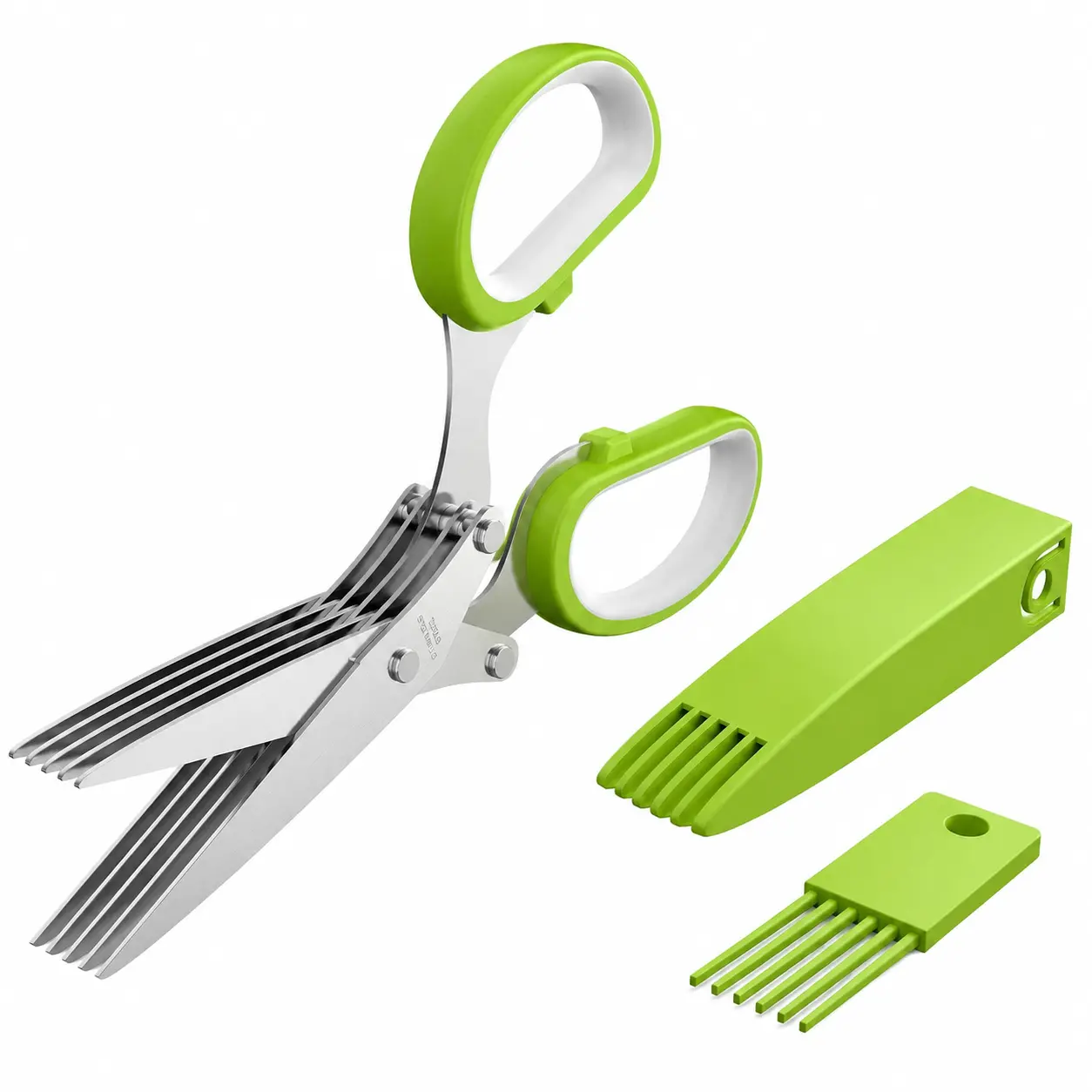 2026 Upgraded Herb Scissors with Five Precision Stainless Steel Blades, Ergonomic Non-Slip Handles, Dishwasher Safe Design for Chopping Fresh Basil, Cilantro, Parsley, Mint and Other Delicate Herbs — Compact Kitchen Gadget for Home Cooks and Culinary Enth
