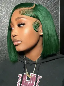 orange yellow green black bob cut human hair wig for women 13X4 lace short straight human hair wig bob human hair wig daily party use Lace Front Wig