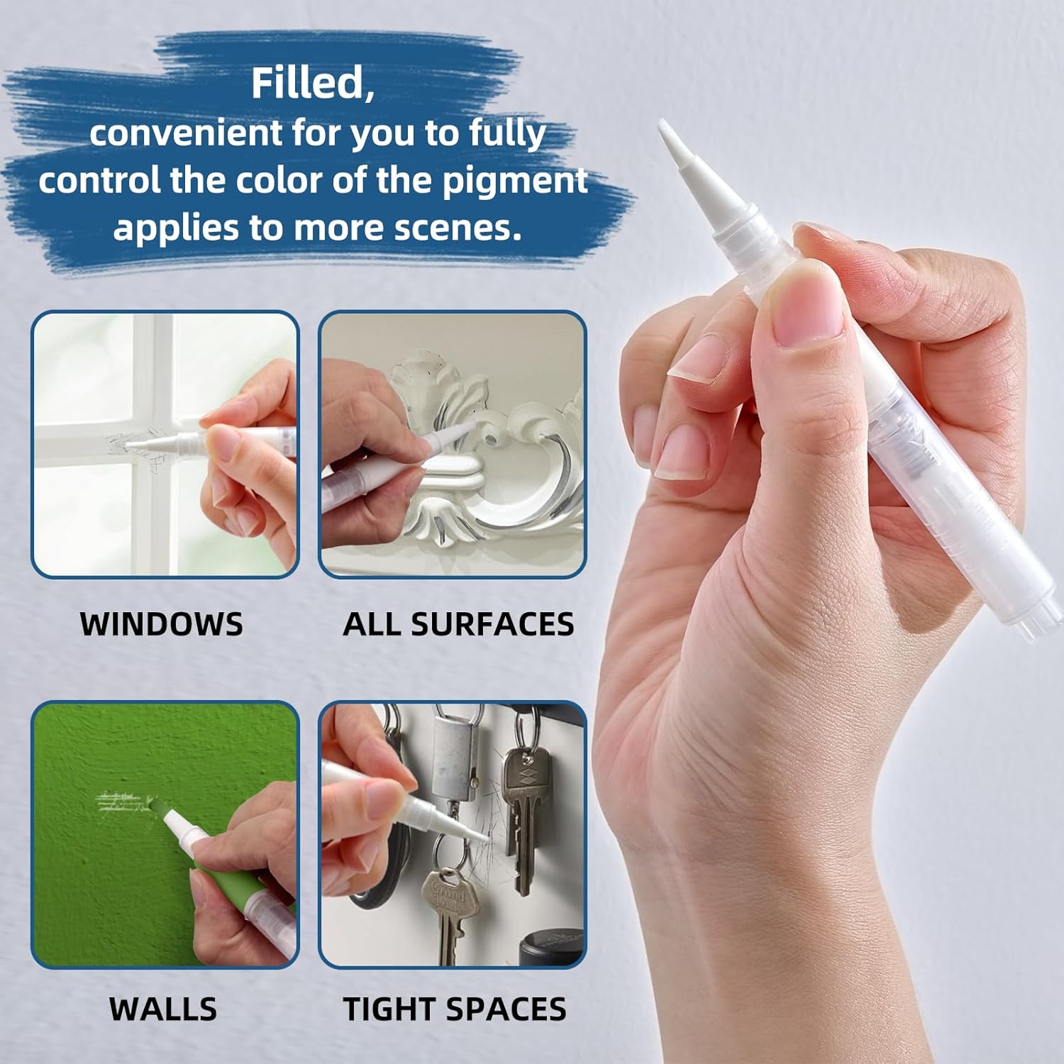Fillable Touch Up Pen, Refillable Brush Pens, Touch up pens for Walls - Floors, Windows, Furniture, Kitchen Cabinet, Suitable for Any Repair(3 Pack) Fillable Touch Up Pen, Refillable Brush Pens, Touch up pens for Walls - Floors, Windows, Furniture, Kitchen Cabinet, Suitable for Any Repair(3 Pack)
