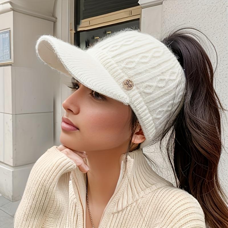 Women's Warm Knitted Baseball Cap - Thick, Warm, and Elastic, Adjustable Size, Suitable for New Year Celebrations
