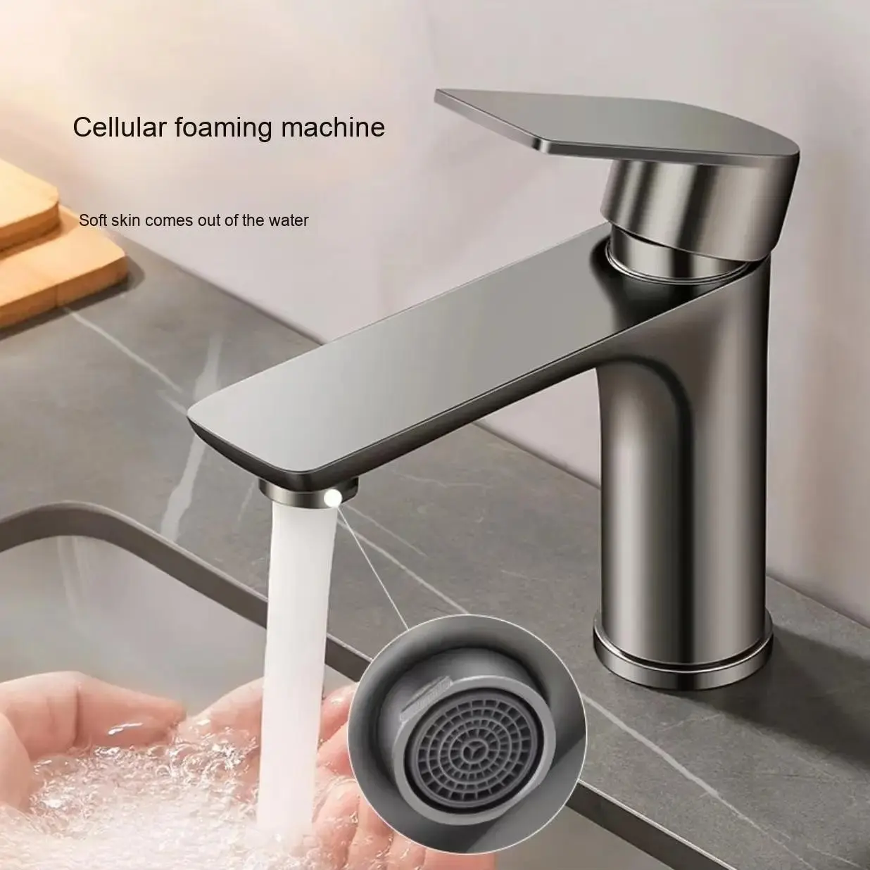 Stainless Steel Sink Faucet, Single Hole Cold Hot Water Tap, Modern Style, Suitable for Bathroom Washbasin or Basin