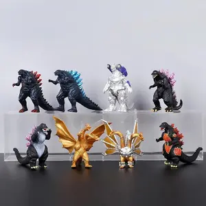 2024 New 10cm Godzilla VS Kingkong Gojira Soft Glue King Ghidorah Action Figure Movable Joints Model Toys For Kid Boy Gift