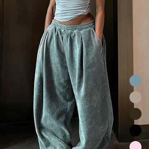 Women's Solid Drawstring High Waist Wide Leg Pants, Fashion Casual Style Straight Leg Trousers for Spring & Fall, Women's Bottoms for Daily Outdoor Wear, Baggy Pants #GLOBAL PICKS