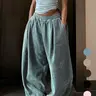 Women's Solid Drawstring High Waist Wide Leg Pants, Fashion Casual Style Straight Leg Trousers for Spring & Fall, Women's Bottoms for Daily Outdoor Wear, Baggy Pants #GLOBAL PICKS